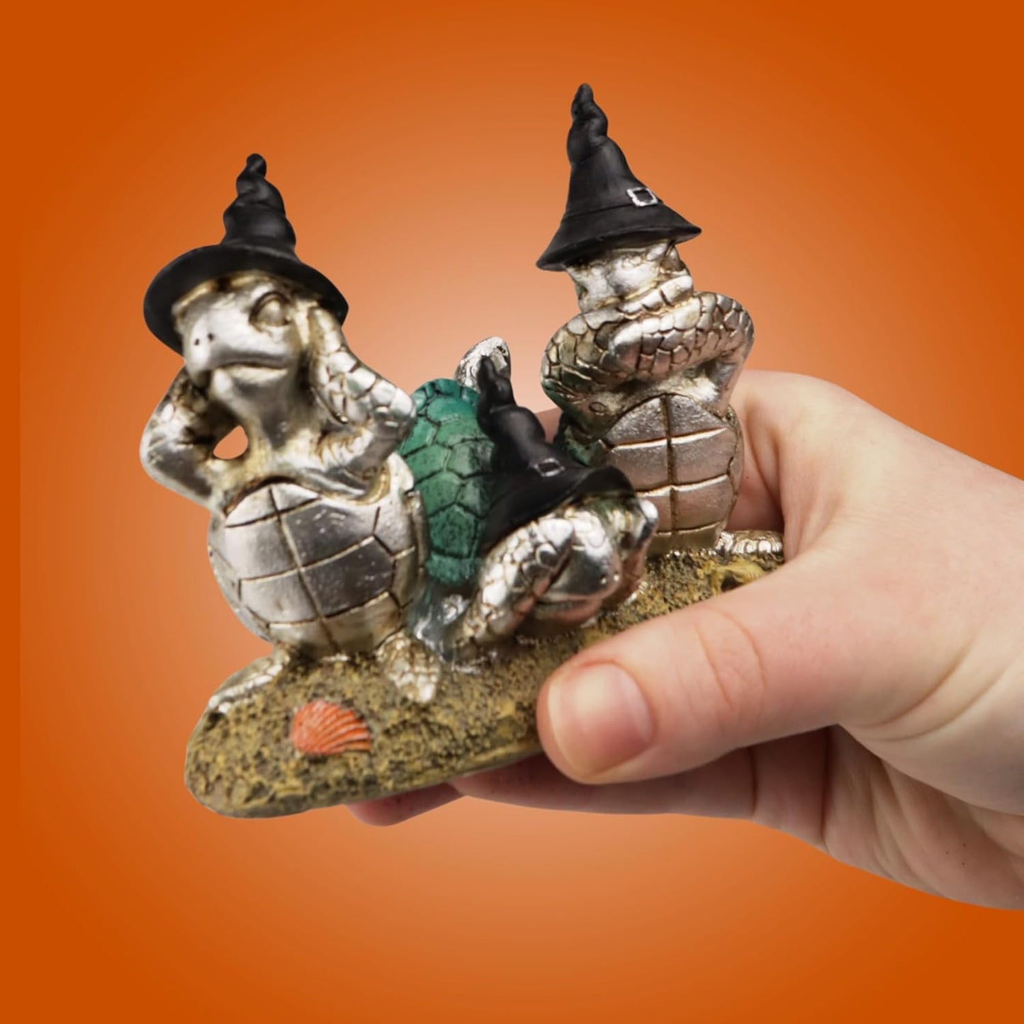Needzo Turtle Figurine - Hear See Speak No Evil Halloween Sea Creature Decoration | 4.5 x 4 Inches