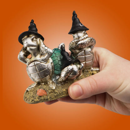Needzo Turtle Figurine - Hear See Speak No Evil Halloween Sea Creature Decoration | 4.5 x 4 Inches