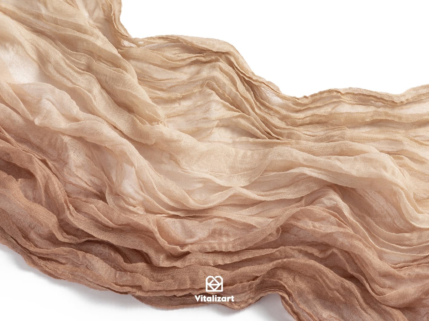 Vitalizart Cheesecloth Table Runner - 10ft Boho Rustic Light Nude for Weddings & Fall Decor | 120 Inches