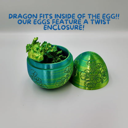 Skiennix Surprise Cherry Blossom Dragon Egg - 14" Articulating Joints for Stress Relief | Blue/Yellow