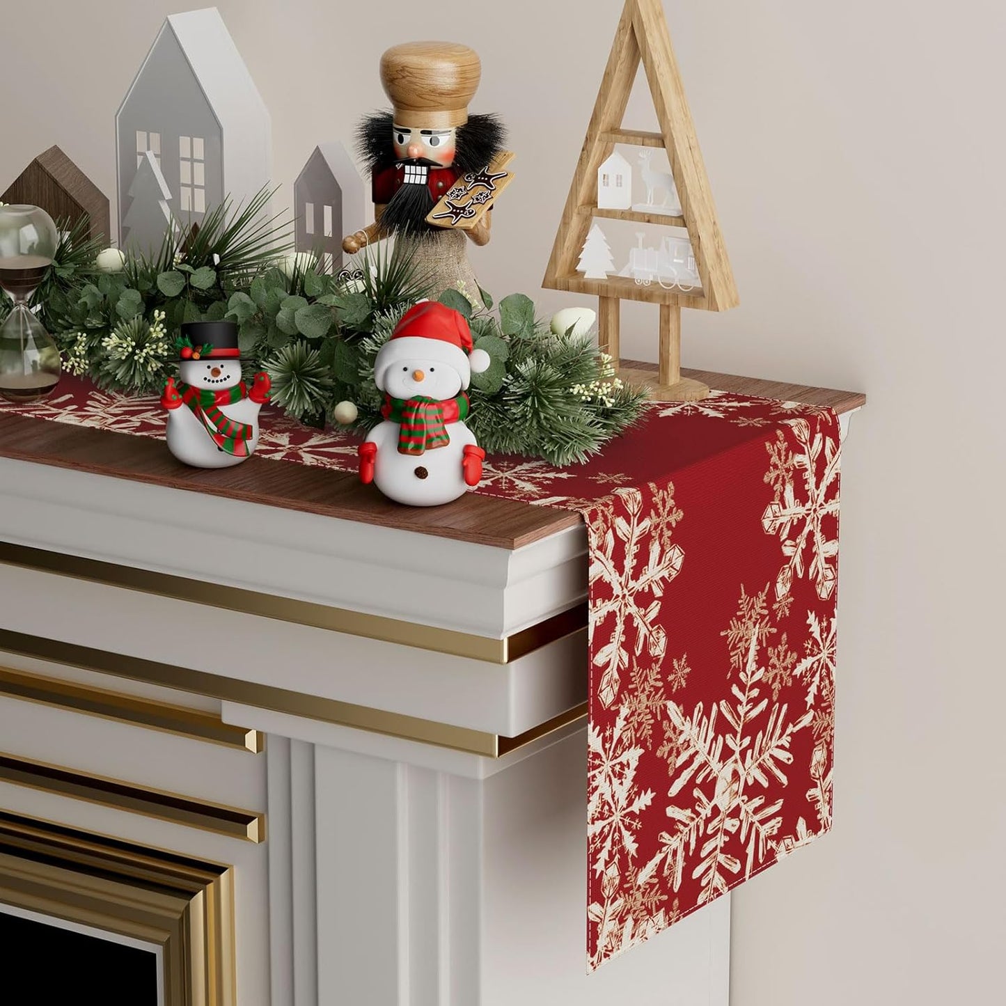 XCHI Red Snowflakes Table Runner - Winter Christmas Holiday Decor for Home & Kitchen | 13x72 Inch