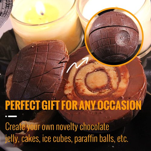 Happyou Whiskey Ice Ball Mold Death Star Ice Cube Mold,Great Star Wars Gifts for Men (4 Packs+1 Bottle Opener+Tray)