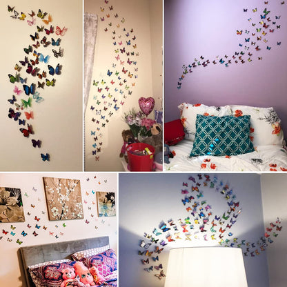 Skiennix 80 PCS Butterfly Wall Decals - 3D Home Decor Stickers for Stunning Room Transformation