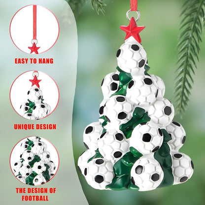 Daifunli 4 Inch Soccer Ball Christmas Ornament - Resin Holiday Gift