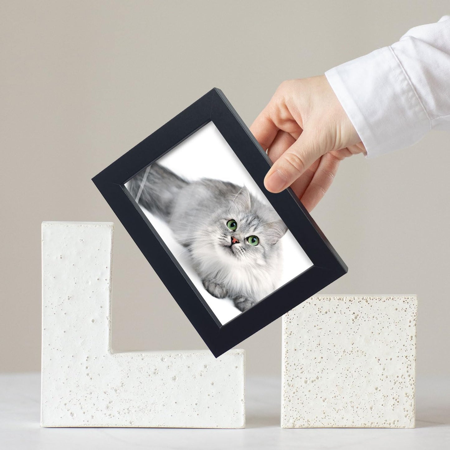 YOUKE OLA Set of 50 Picture Frame Bulk Photo Frames with Mat Wall Mounting Simple Photo Frames Multi Picture Frames for Wall or Tabletop, 5x7 inch Black