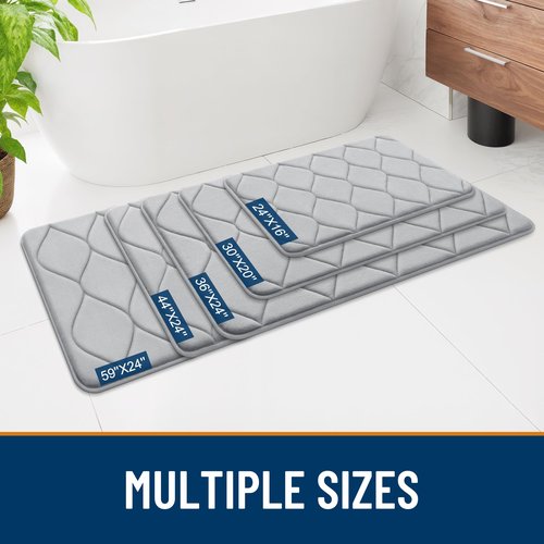Smiry Memory Foam Bath Mat 30''x20'', Ultra Soft Non-Slip Bathroom Rug, Plush Water Absorbent Quick Dry and Machine Washable Floor Mat for Shower, Tub & Home Decor, Light Grey