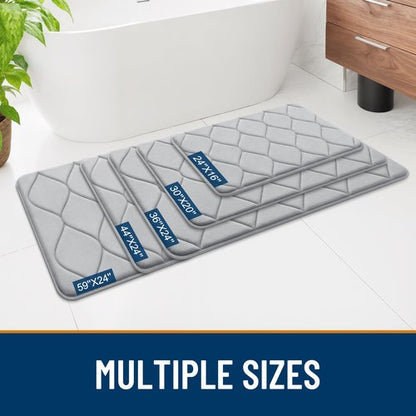 Smiry Memory Foam Bath Mat 30''x20'', Ultra Soft Non-Slip Bathroom Rug, Plush Water Absorbent Quick Dry and Machine Washable Floor Mat for Shower, Tub & Home Decor, Light Grey