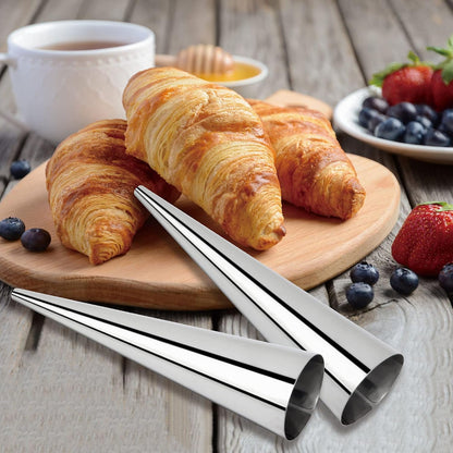 Skiennix Cream Horn Molds - 16 Large Stainless Steel Baking Cones for Danish Pastry | 4.7 Inch