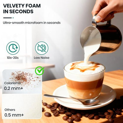 Colarlemo Milk Frother - Handheld Electric Whisk for Coffee & Lattes | Rechargeable & Detachable, Black