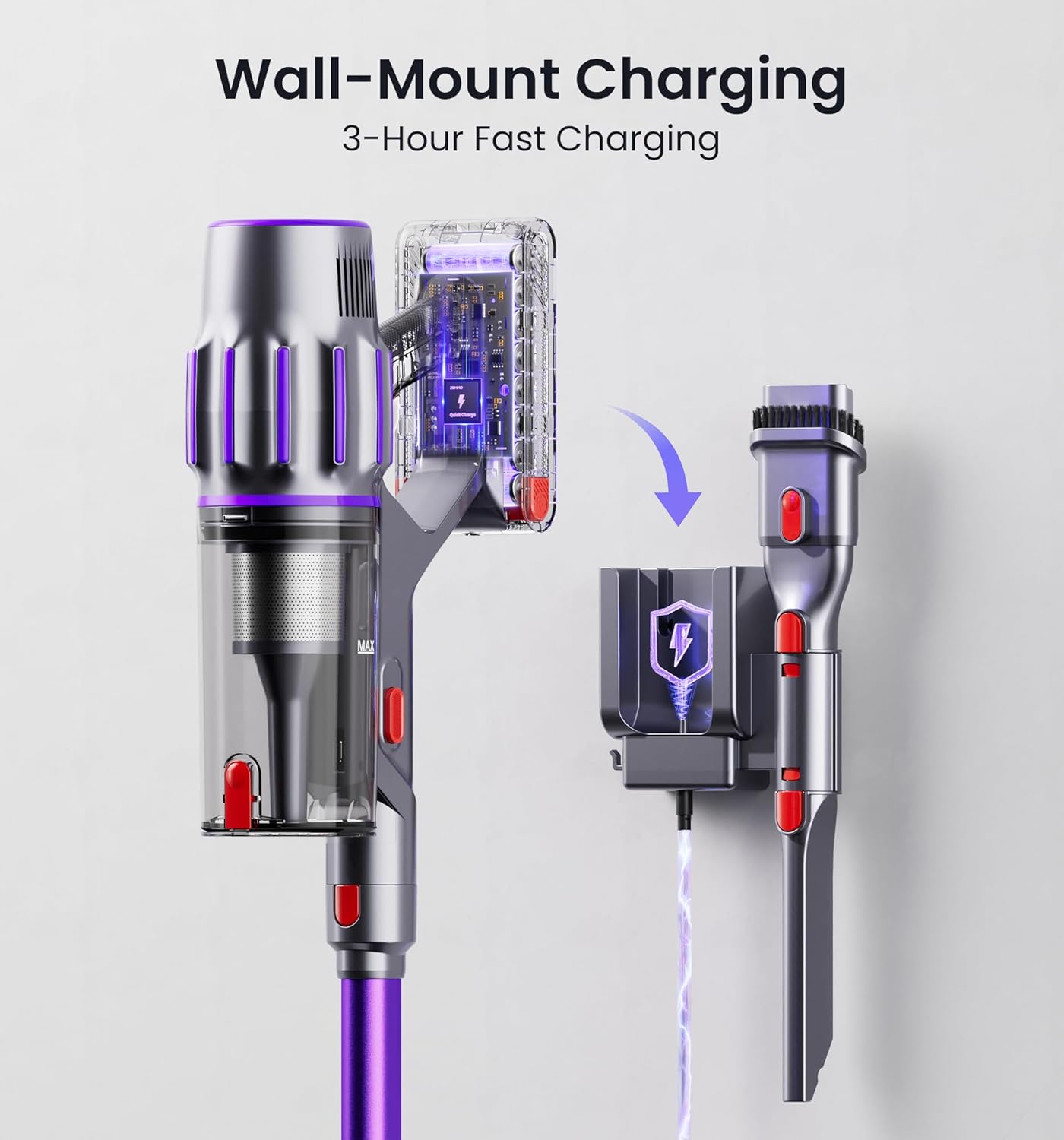 Skiennix Cordless Vacuum Cleaner - 650W Powerful Suction, 80 Minutes Runtime, Smart Display | Ideal for Home & Pet Hair