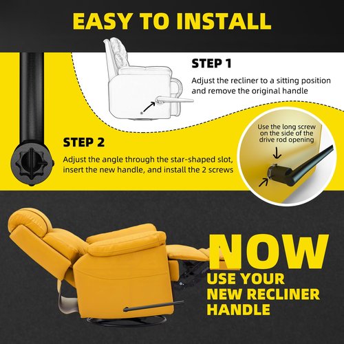 ARAHFUN Oversized Recliner Handle, Aluminum Alloy Material, Chair Lever Extender for Oversized Recliner Handles, Helps Elderly Operate Recliners Easily, for 5/8 inch Drive Tube