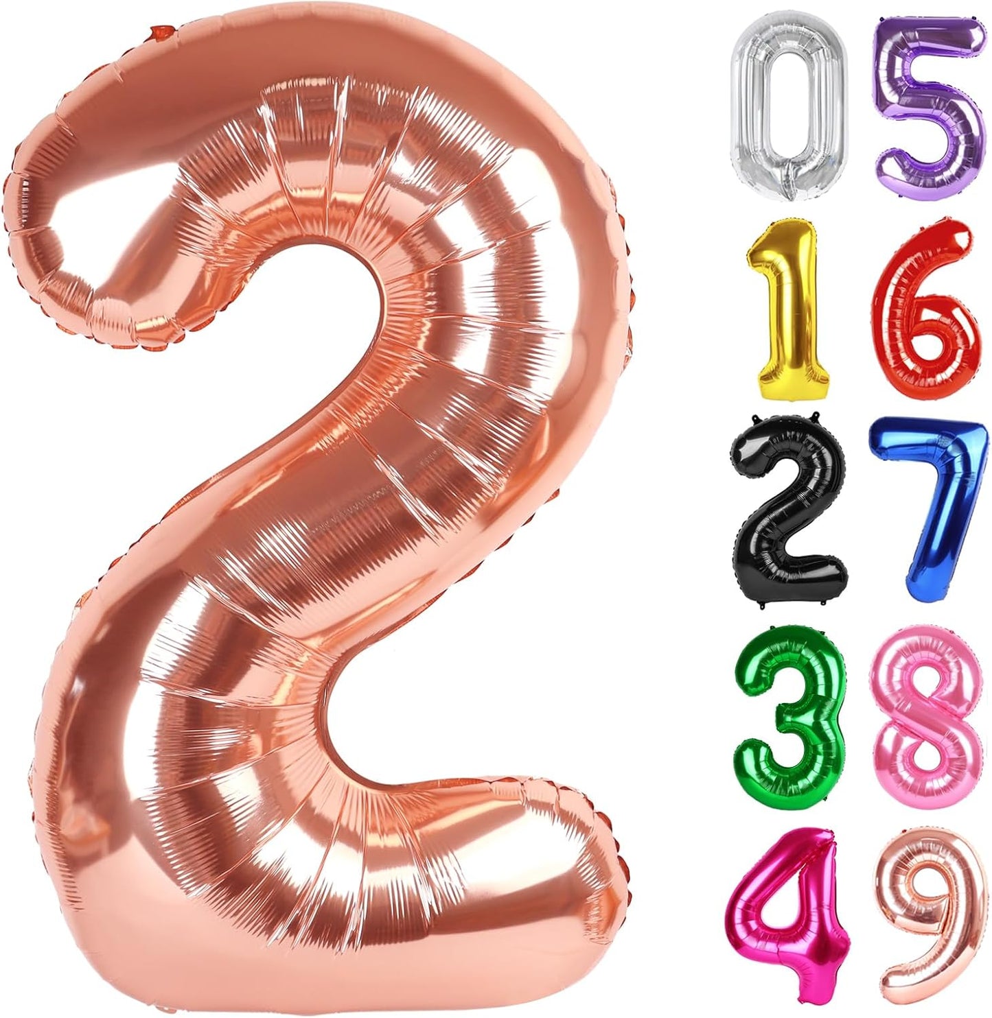 Rose Gold Number 2 Balloon - 40 Inch 2nd Birthday Decoration for Toddlers | Sparkling Party Decor