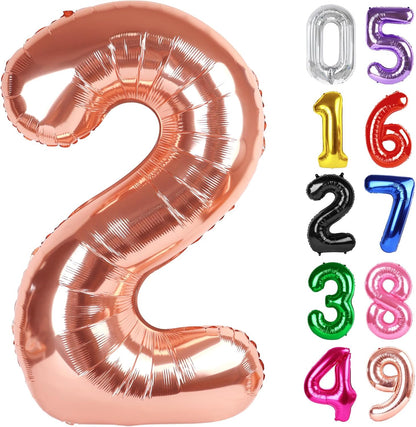 Rose Gold Number 2 Balloon - 40 Inch 2nd Birthday Decoration for Toddlers | Sparkling Party Decor