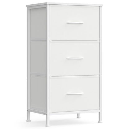 SONGMICS Dresser for Bedroom, Chest of Drawers, Steel, MDF, 3 Non-Woven Fabric Drawers, Storage Organizer Unit, Closet, Entryway, Cloud White and Snow White ULGS313W01S
