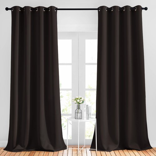 NICETOWN Blackout Thick Window Curtains - (W52 x L120, Brown, 2 Panels) Thermal Insulated Grommet Drape Longer Panels for Bedroom and Living Room