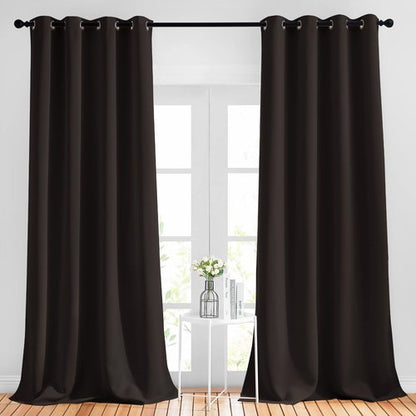 NICETOWN Blackout Thick Window Curtains - (W52 x L120, Brown, 2 Panels) Thermal Insulated Grommet Drape Longer Panels for Bedroom and Living Room
