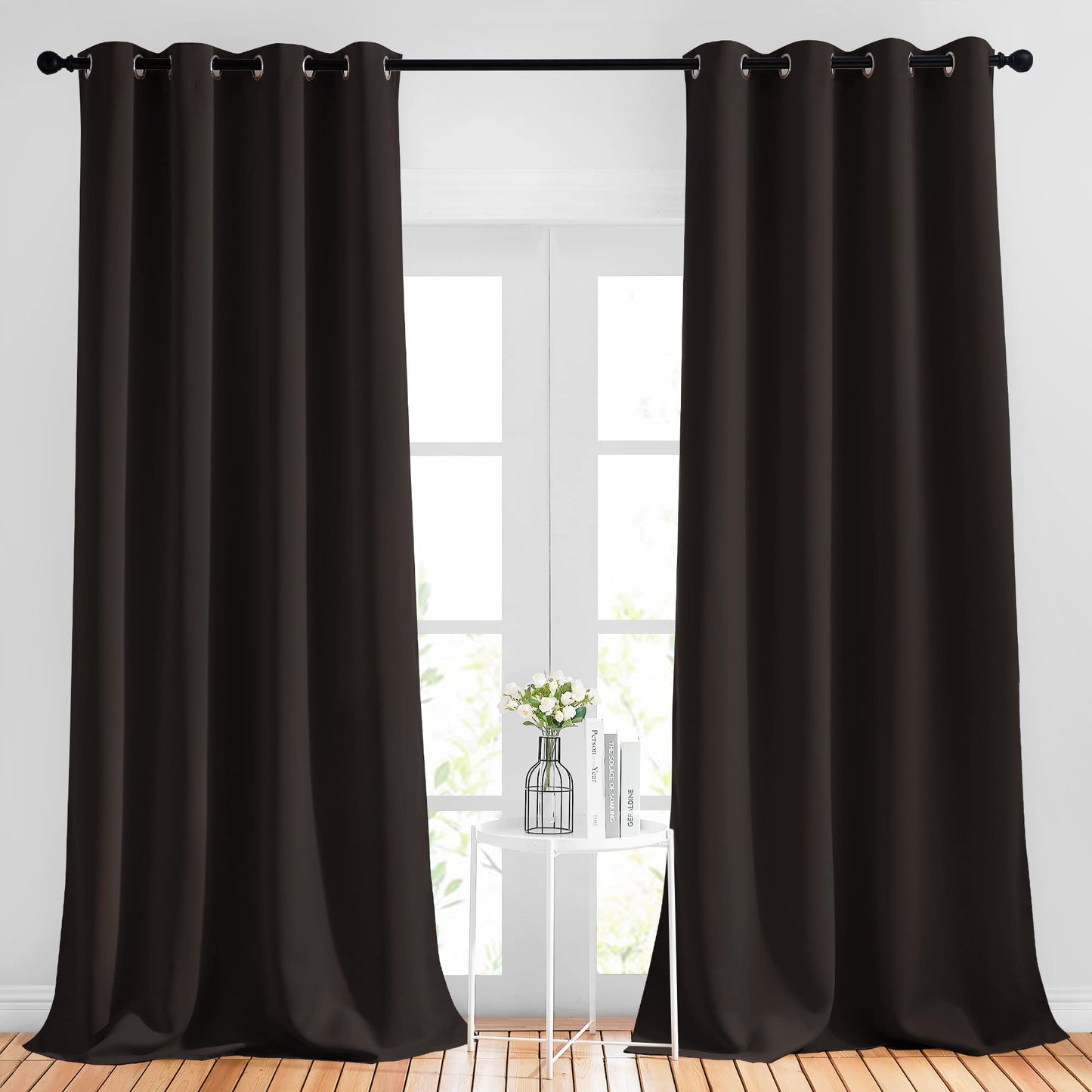 NICETOWN Blackout Thick Window Curtains - (W52 x L108, Brown, 2 Panels) Thermal Insulated Grommet Drape Panels for Bedroom and Living Room