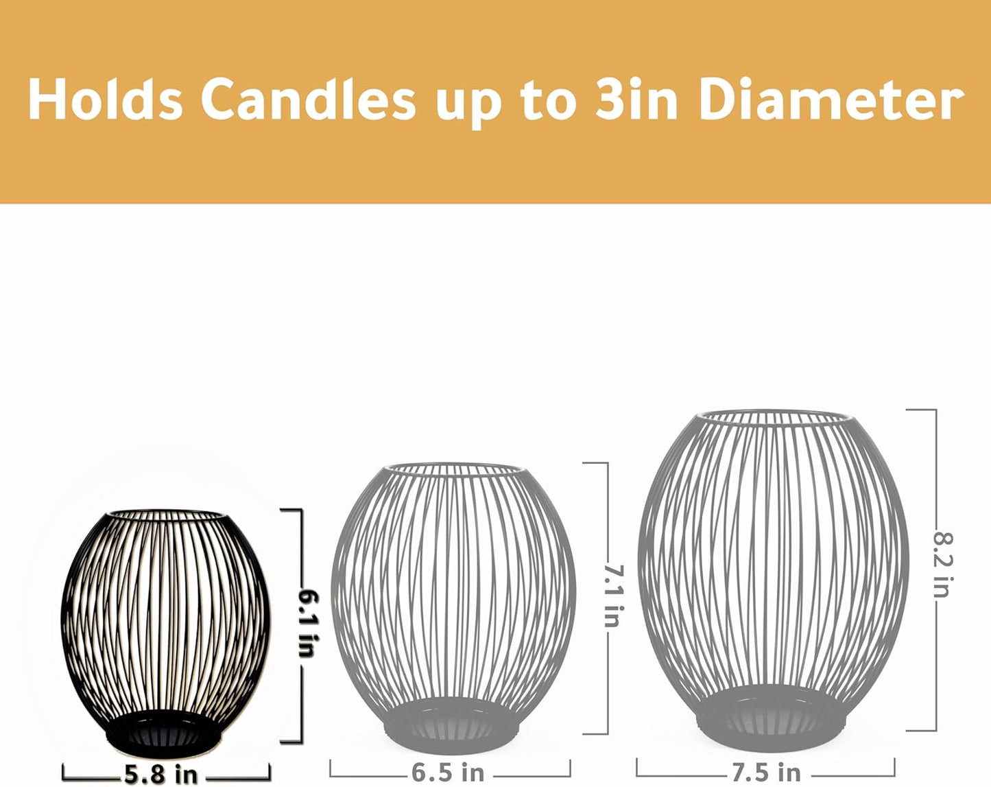 OLEEK Outdoor Candle Holders - Black Wire Pillar Holder for Patio & Table Centerpiece - Iron Lantern Decor
