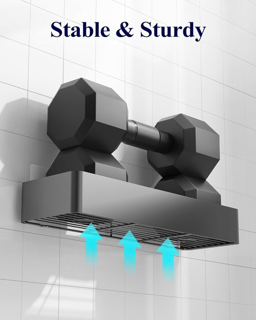 Kitsure Shower Caddy - Rustproof Adhesive Organizer for Bathroom Storage | Dark Grey, 2 Pack