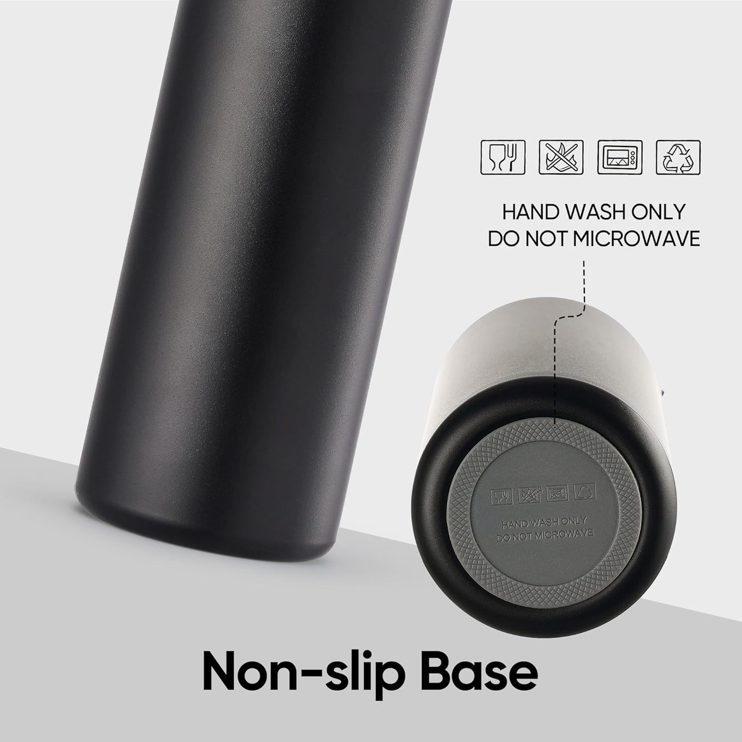 Skiennix 24 oz Insulated Water Bottle - 2-in-1 Stainless Steel with Straw & Spout | Leak Proof, Double Wall Design (Black)