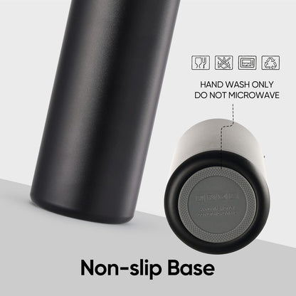 Skiennix 24 oz Insulated Water Bottle - 2-in-1 Stainless Steel with Straw & Spout | Leak Proof, Double Wall Design (Black)