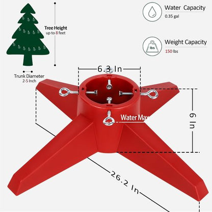 FORUP Christmas Tree Stand - Sturdy Base Holder for Real Trees | Red Color