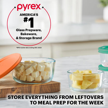 Pyrex Simply Store Small Glass Food Storage Containers Set - 8-Pack Meal Prep | BPA-Free Lids, Microwave Safe