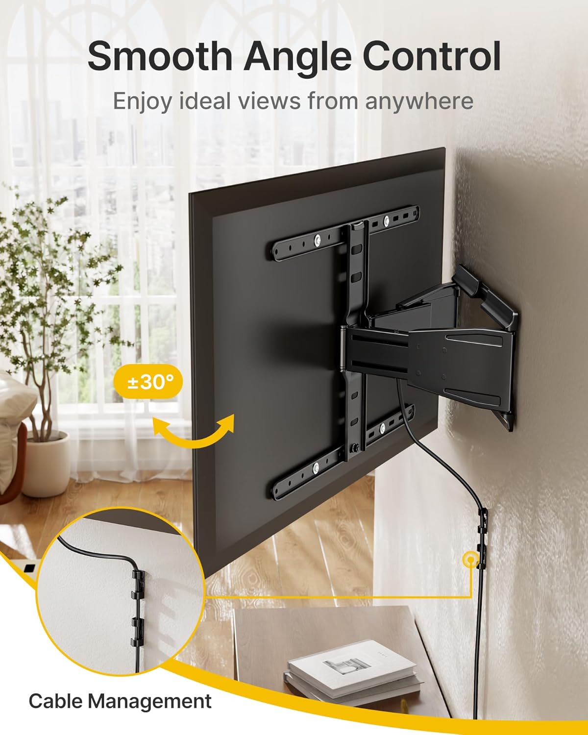 monTEK Ultra Slim TV Wall Mount - Full Motion Bracket for 43-90 Inch TVs | Swivel, Tilt, Leveling, Dual Arms