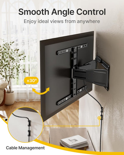 monTEK Ultra Slim TV Wall Mount - Full Motion Bracket for 43-90 Inch TVs | Swivel, Tilt, Leveling, Dual Arms