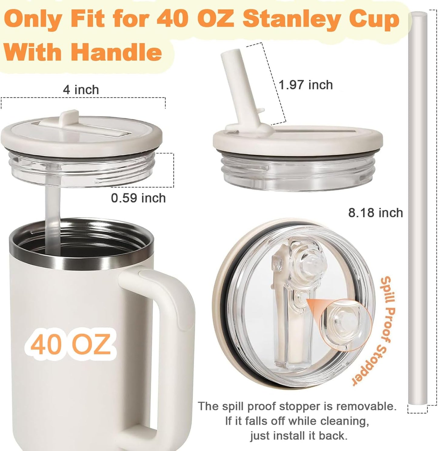 Stanley | 40 oz Flip Straw Leak-Proof Lid Replacement - No Spill Cover for H2.0 Quencher