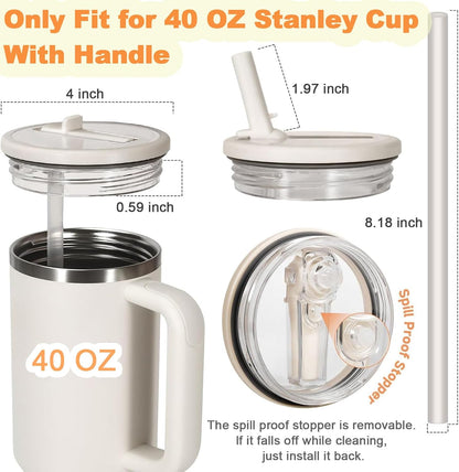 Stanley | 40 oz Flip Straw Leak-Proof Lid Replacement - No Spill Cover for H2.0 Quencher