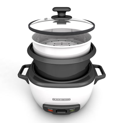 BLACK+DECKER 16-Cup Rice Cooker, RC516, 8-Cup Uncooked Rice, Steaming Basket, Removable Non-Stick Bowl, One Touch