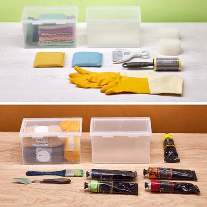 Bostitch Konnect Storage Containers - Clear Plastic Office Organizer with Lids | 4 Qt, 2 Pack
