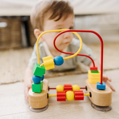 Melissa & Doug First Bead Maze - Educational Wooden Baby Toy with Suction Cups for Toddlers 1+