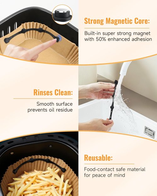 Air Fryer Magnets | 4Pcs Non-Segmented Silicone Buckle Accessories for Safe Parchment Paper Use
