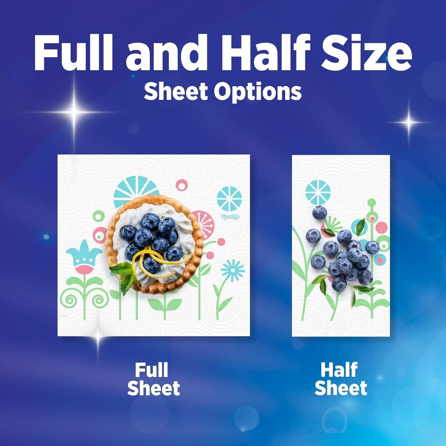 Sparkle Paper Towels - Pick-A-Size, Strong 2-Ply, Spirited Prints | 2 Double Rolls for Kitchen Cleanup