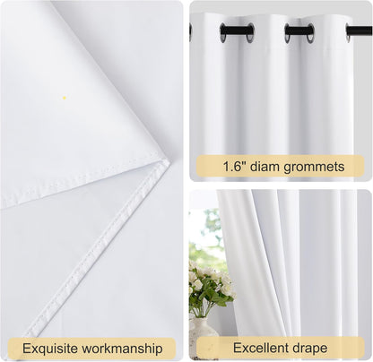 NICETOWN Blackout Window Curtain Panels - Thermal Insulated Drapes, 48" Length, Snow White, Set of 2