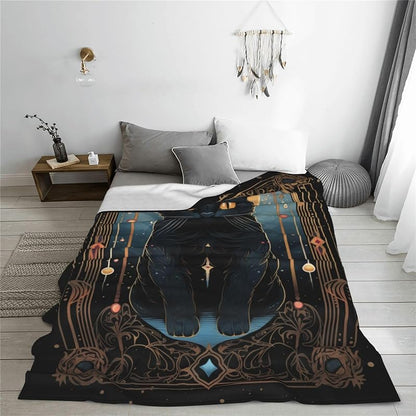 Tarot Card Black Cat Blanket 80x60 - Cozy Flannel Throw for Bed & Sofa