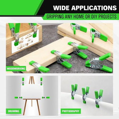 Heavy Duty Spring Clamps - 27-Piece Set | 6-Inch Large Clamps for Woodworking & Photography