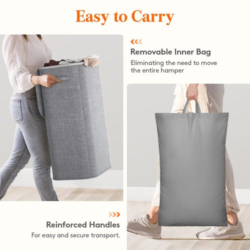 Lifewit 105L Large Laundry Basket with Lid, Laundry Hamper with Plastic Handles and Removable Bag, Foldable Tall Dirty Clothes Hampers for Laundry for Laundry Room, Bedroom, Bathroom, Dorm, Light Gray
