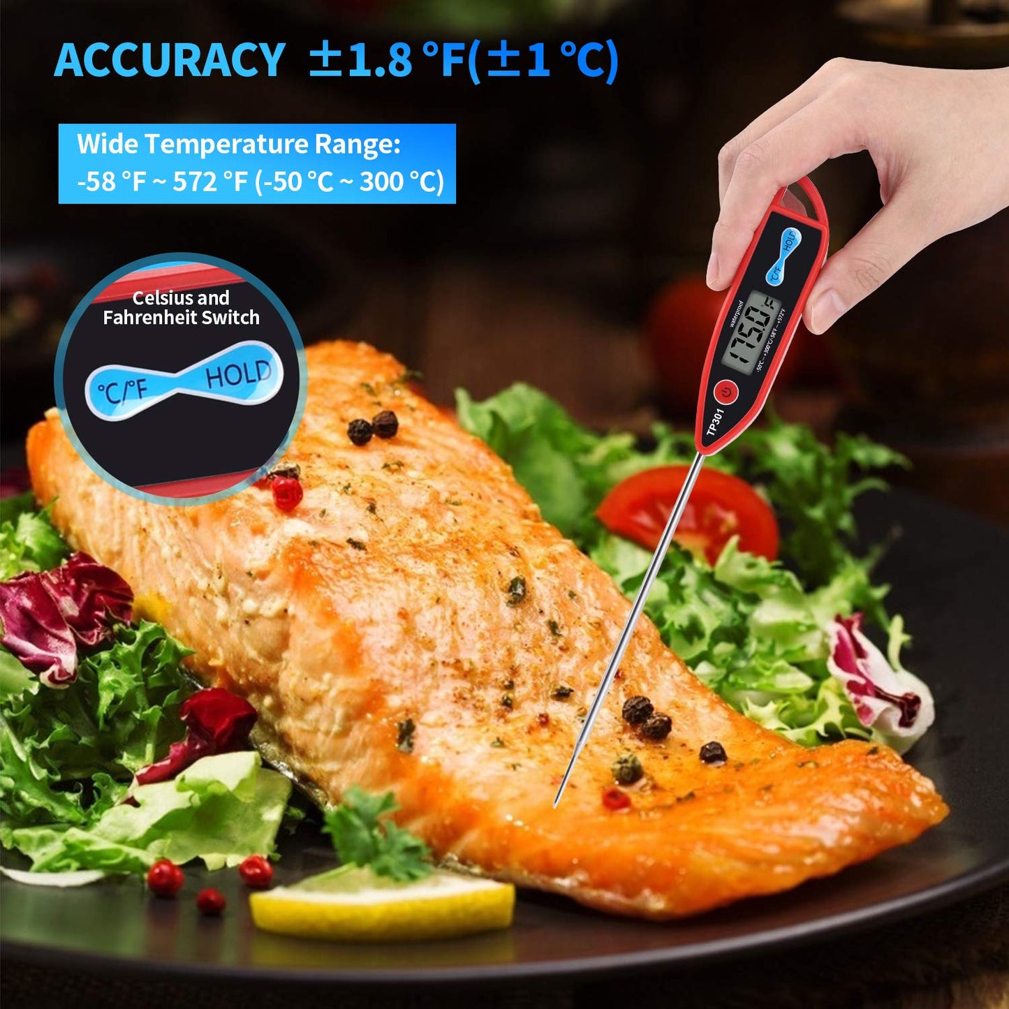 Yacumama Digital Water Thermometer - Instant Read Waterproof Probe for Food, Meat, and Candles