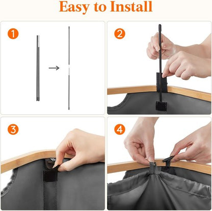 Lifewit 150L Laundry Basket - Foldable Hamper with Lid & Bamboo Handles | Dark Gray, Large Size