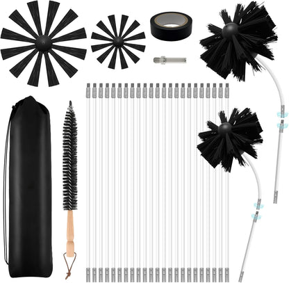 Skiennix Dryer Vent Cleaner Kit - 30 Feet Duct Cleaning Brush with 23 PP Rods & 4-Inch/6-Inch Brushes