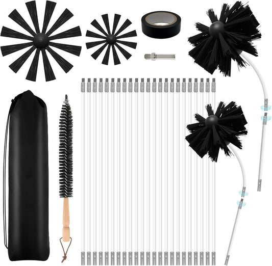 Skiennix Dryer Vent Cleaner Kit - 30 Feet Duct Cleaning Brush with 23 PP Rods & 4-Inch/6-Inch Brushes