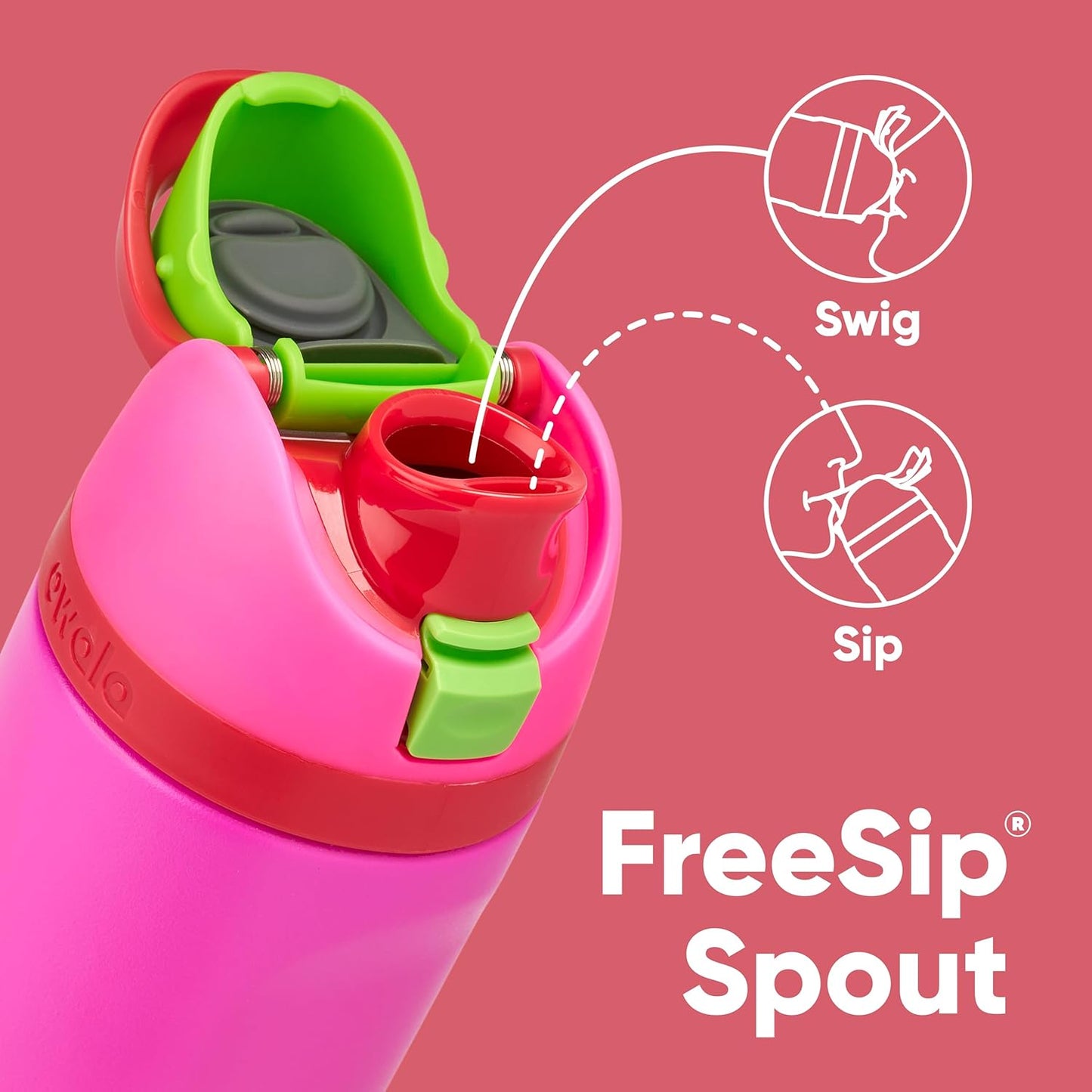 Owala Kids FreeSip Water Bottle - Insulated Stainless Steel, BPA-Free, 16 oz, All the Berries