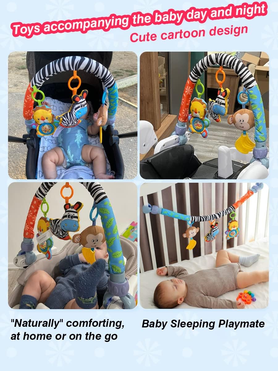 Pau1Hami1ton Baby Stroller Arch Toys - Adjustable Hanging Toy Bar for Crib, Car Seat & Bouncer | Zebra Design