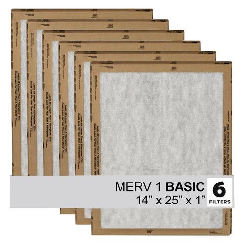 Filtrete 14x25x1 Air Filter, 3M MERV 1 HVAC AC Furnace Filter Replacement, 6-Pack (Actual Size 13.81x24.81x0.88 inches)