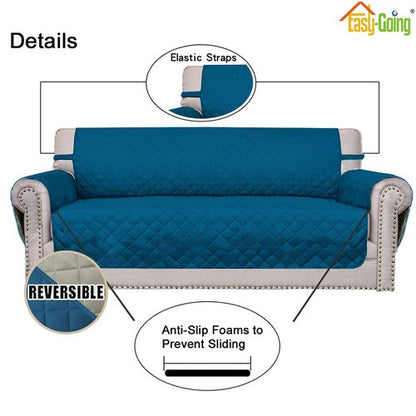 Easy-Going Oversized Chair Sofa Slipcover Reversible Sofa Cover Water Resistant Couch Cover Furniture Protector Cover with Elastic Straps for Pets Dog (Oversized Chair, Peacock Blue/Beige)