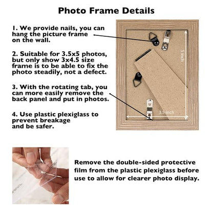 JCJMY 3.5x5 Picture Frame Rustic Brown for Wall or Tabletop, 3.5 x 5 Wall Gallery Poster Photo Frame with Shatter Resistant Plexiglass, Rustic Brown