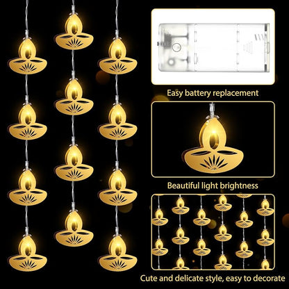 3 Pack 20 ft Diwali String Lights with 30 Warm White LEDs